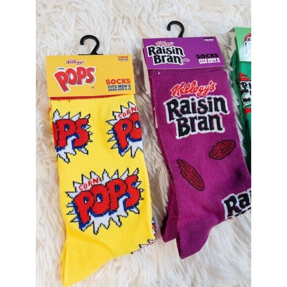 Men’s Novelty Socks Apple Jacks Corn Pops Raisin Bran Kelloggs Brand - Picture 2 of 9